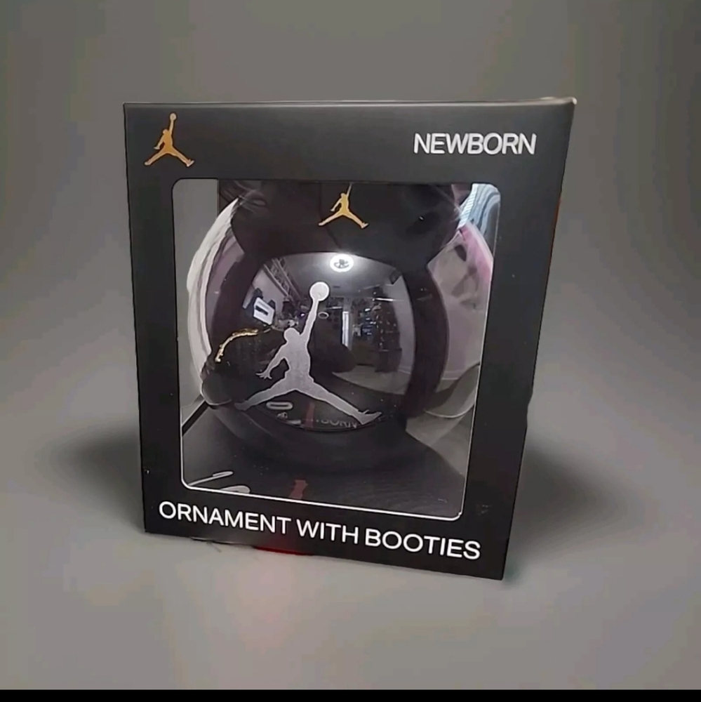 Jordan Ornament Newborn Booties Air Jordan Black on Black W/ Gold Logo New